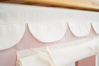 IKEA KURA Bunk Bed Curtains - Pink Cotton with Scallop Trim and Window Pocket