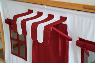 Kura Bed Curtains - Red and White Shop Playhouse with Striped Awning