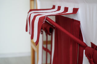 Kura Bed Curtains - Red and White Shop Playhouse with Striped Awning