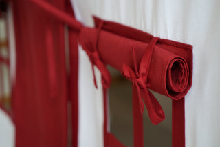 Kura Bed Curtains - Red and White Shop Playhouse with Striped Awning