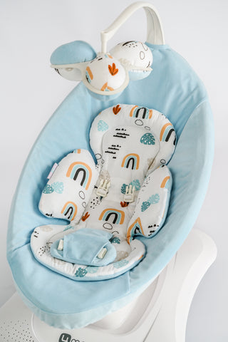 Mamaroo Cover and Insert - Rainbow Cotton and Blue Minky Velvet