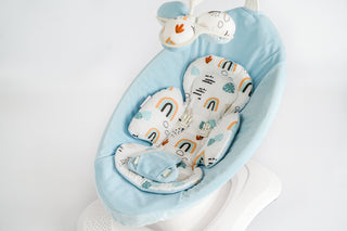 Mamaroo Cover and Insert - Rainbow Cotton and Blue Minky Velvet