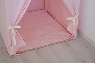 Twin Bed Canopy - Pink Scallop Bed Tent, 4-in-1 Sleep and Play Solution