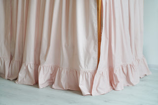 IKEA KURA Floor Bed Curtains with Ruffle Hem - Blush Cotton Tab Top
