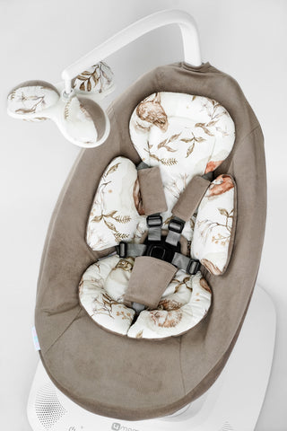 Mamaroo Swing Cover and Insert - Watercolor Woodland Animals and Brown Minky Velvet