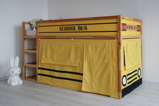 IKEA Kura Bunk Bed Curtains - School Bus Yellow Playhouse with Roll-Up Windows and Door