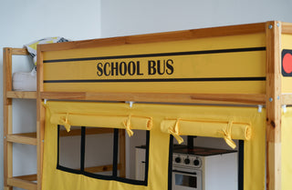 IKEA Kura Bunk Bed Curtains - School Bus Yellow Playhouse with Roll-Up Windows and Door