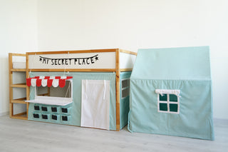 IKEA Kura Bed Tent - Tiffany Blue Teflon Canopy, 4-in-1 Sleep and Play Solution