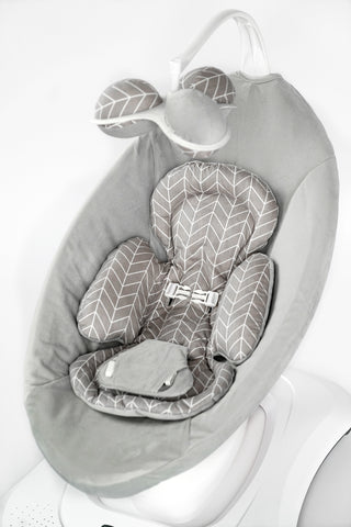Mamaroo Replacement Cover and Insert - Gray Geometric Cotton and Minky Velvet