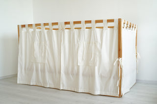 IKEA KURA Floor Bed Curtains with Windows - Ivory Cotton Tab Top