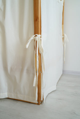 IKEA KURA Floor Bed Curtains with Windows - Ivory Cotton Tab Top
