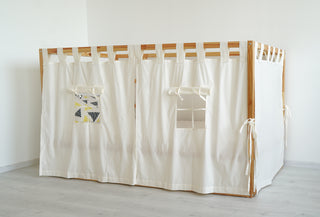 IKEA KURA Floor Bed Curtains with Windows - Ivory Cotton Tab Top