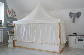 Kura Bed Tent - Ivory White, Clean Edge