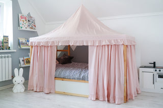 Kids Bed Canopy - Blush Pink with Ruffle Edge