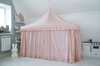 Kids Bed Canopy - Blush Pink with Ruffle Edge