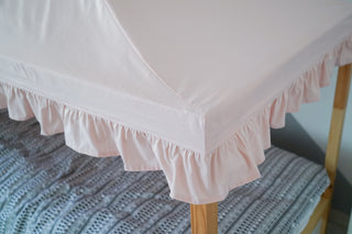 Kids Bed Canopy - Blush Pink with Ruffle Edge