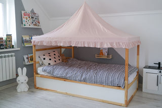 Kids Bed Canopy - Blush Pink with Ruffle Edge