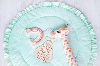 Mint Round Play Mat with Ruffle | Padded Cotton Teepee Mat for Kids