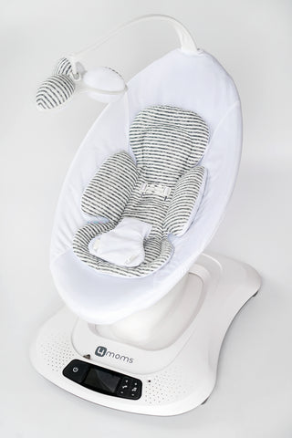 4moms Mamaroo Newborn Insert - Black Stripe Cotton and White Minky Velvet