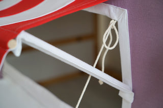 Curtains for IKEA Kura Bed - Lavender Market Stand with Red Striped Awning and Counter