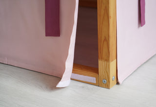 Bunk Bed Curtains for IKEA Kura - Pink Duck Cotton with Roll-Up Panels and Bow Ties