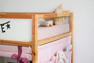 Bunk Bed Curtains for IKEA Kura - Pink Duck Cotton with Roll-Up Panels and Bow Ties