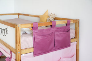 Kids Bed Rail Organizer - Hanging Storage Pockets for IKEA Kura and Bunk Beds