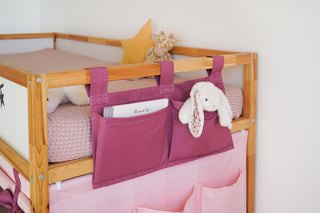 Kids Bed Rail Organizer - Hanging Storage Pockets for IKEA Kura and Bunk Beds