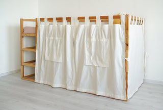 IKEA KURA Floor Bed Curtains with Windows - Ivory Cotton Tab Top