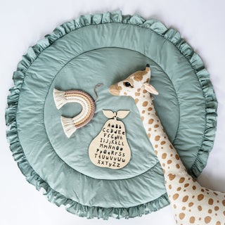 Eucalyptus Round Play Mat with Ruffle | Padded Cotton Teepee Floor Mat