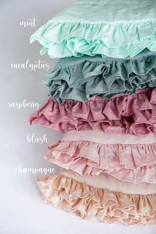 Champagne Round Play Mat with Ruffle | Padded Cotton Kids Floor Mat