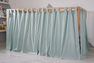 Curtains for IKEA KURA Floor Bed - Mint Cotton Tab Top Panels