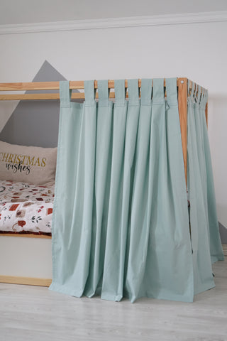 Curtains for IKEA KURA Floor Bed - Mint Cotton Tab Top Panels
