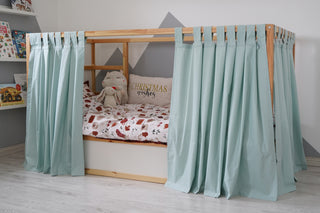 Curtains for IKEA KURA Floor Bed - Mint Cotton Tab Top Panels