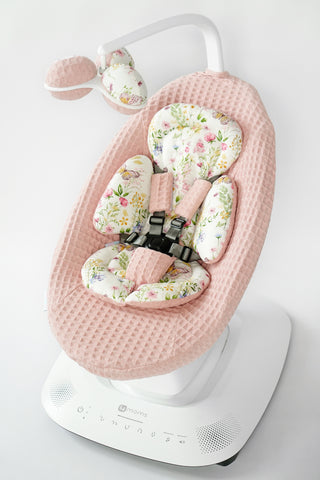 Mamaroo Swing Cover and Insert - Dusty Rose Waffle and Floral Butterfly