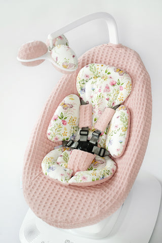 Mamaroo Swing Cover and Insert - Dusty Rose Waffle and Floral Butterfly