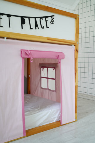 Curtains for IKEA KURA Bunk Bed - Blush and Raspberry Two-Tone Cotton