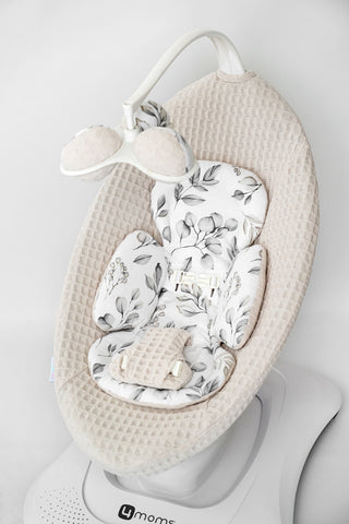 Mamaroo Seat Cover and Insert - Ivory Waffle and Gray Branch Cotton