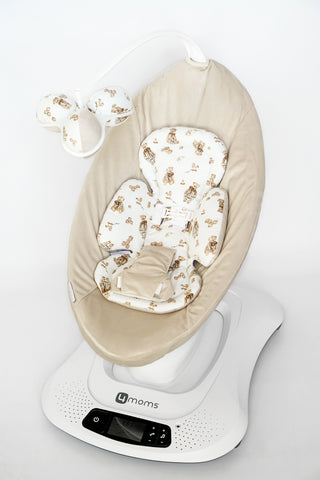 Mamaroo Swing Insert and Cover - Teddy Bear Cotton and Beige Minky Velvet