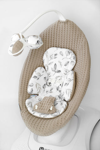 Mamaroo Swing Infant Insert - Gray Botanical Cotton and Brown Waffle