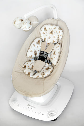 Mamaroo Swing Insert and Cover - Teddy Bear Cotton and Beige Minky Velvet