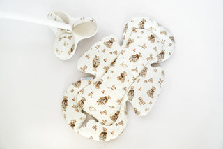 Mamaroo Swing Insert and Cover - Teddy Bear Cotton and Beige Minky Velvet