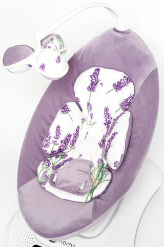 Mamaroo Seat Cover and Insert - Lavender Botanical Cotton and Lilac Minky Velvet