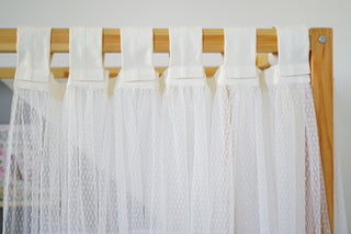 Curtains for IKEA KURA Floor Bed - White Tulle Full-Length Tab Top