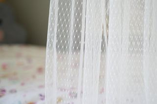 Curtains for IKEA KURA Floor Bed - White Tulle Full-Length Tab Top