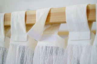 Curtains for IKEA KURA Floor Bed - White Tulle Full-Length Tab Top