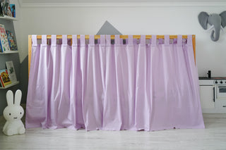 IKEA KURA Floor Bed Curtains - Lilac Cotton Full-Length Tab Top
