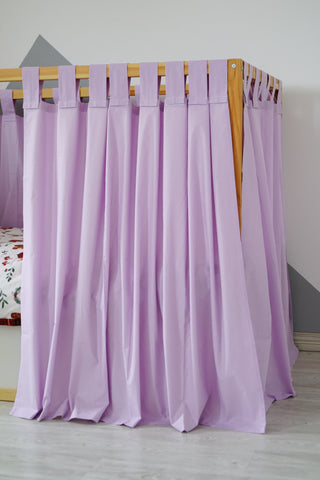 IKEA KURA Floor Bed Curtains - Lilac Cotton Full-Length Tab Top