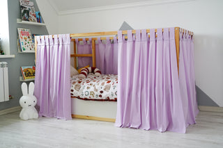IKEA KURA Floor Bed Curtains - Lilac Cotton Full-Length Tab Top