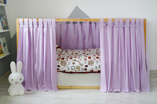IKEA KURA Floor Bed Curtains - Lilac Cotton Full-Length Tab Top